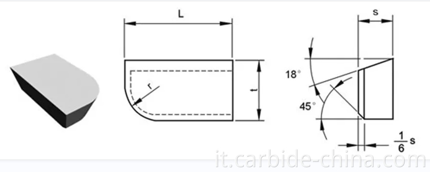 drawing of brazed tips type A